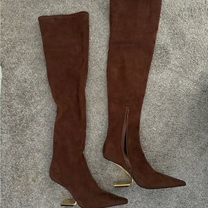 New Jeffrey Campbell Compass-Ok brown Suade Over the Knee Boots Size 9.5 New